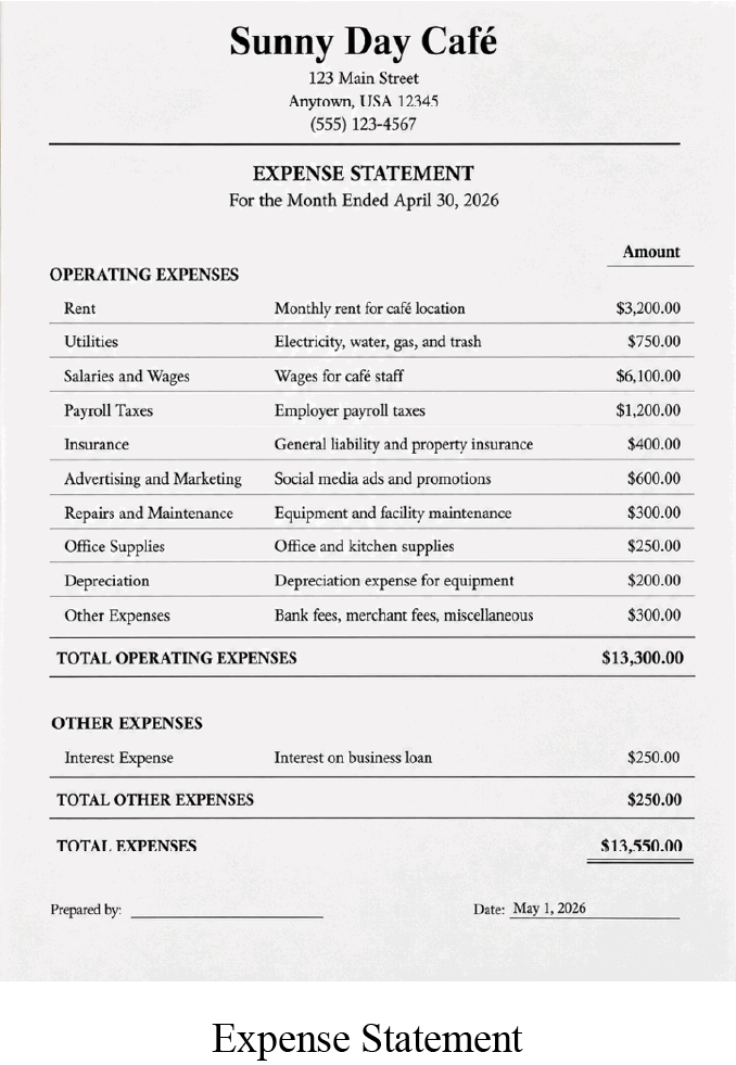 Expense statement
